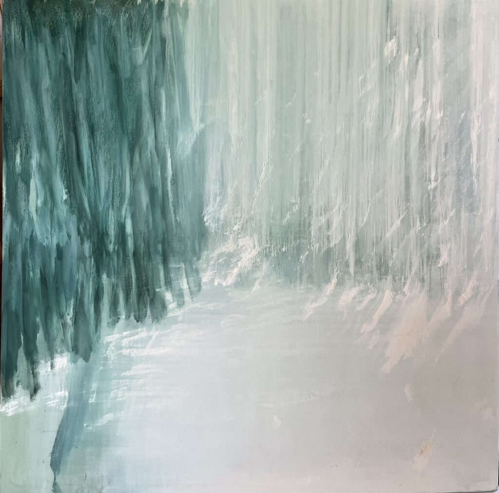 Anne Slacik L'Avril (vert pâle) huile et pigments sur toile 160x 160 cm 2010